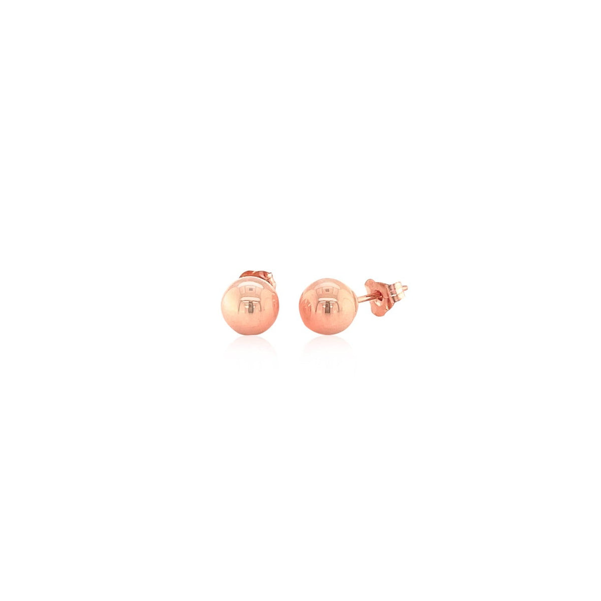 14k Rose Gold Classic Round Shape Stud Earrings (6.0 mm) - LinkagejewelrydesignLinkagejewelrydesign