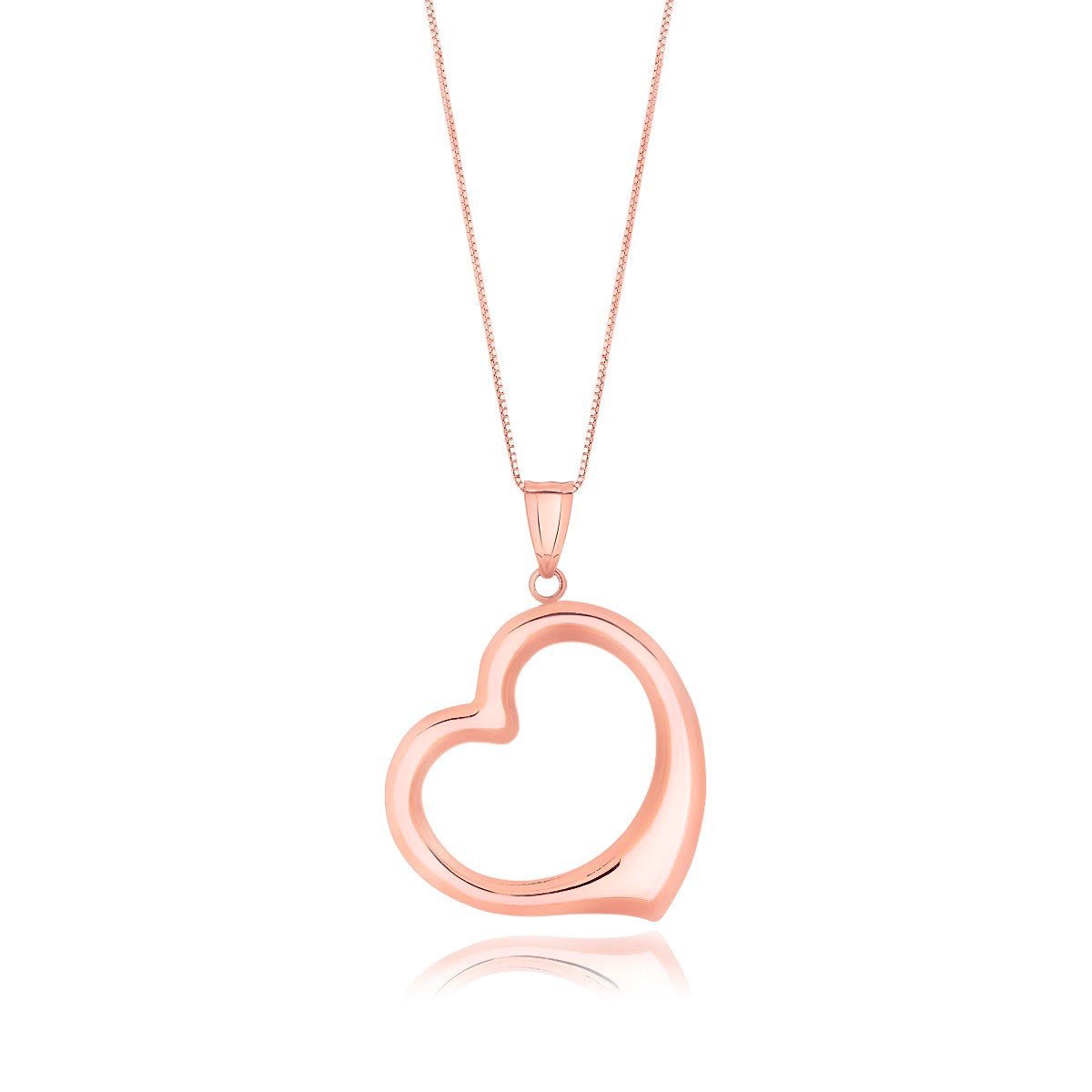 14k Rose Gold Floating Heart Drop Pendant - LinkagejewelrydesignLinkagejewelrydesign