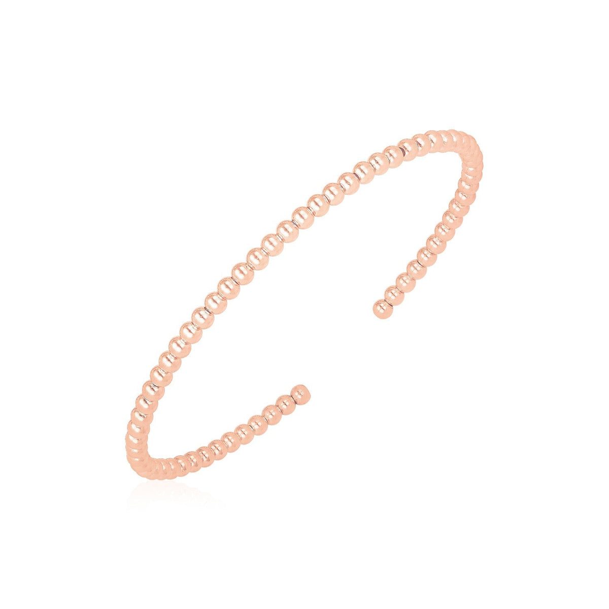 14k Rose Gold High Polish Bead Cuff Bangle (3mm) - LinkagejewelrydesignLinkagejewelrydesign