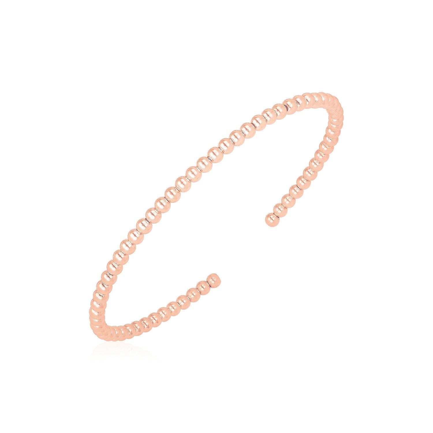 14k Rose Gold High Polish Bead Cuff Bangle (3mm) - LinkagejewelrydesignLinkagejewelrydesign