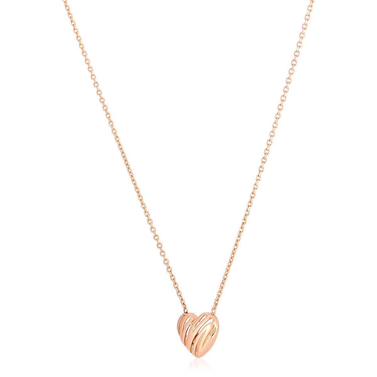 14k Rose Gold High Polish Scribbles Heart Necklace - LinkagejewelrydesignLinkagejewelrydesign