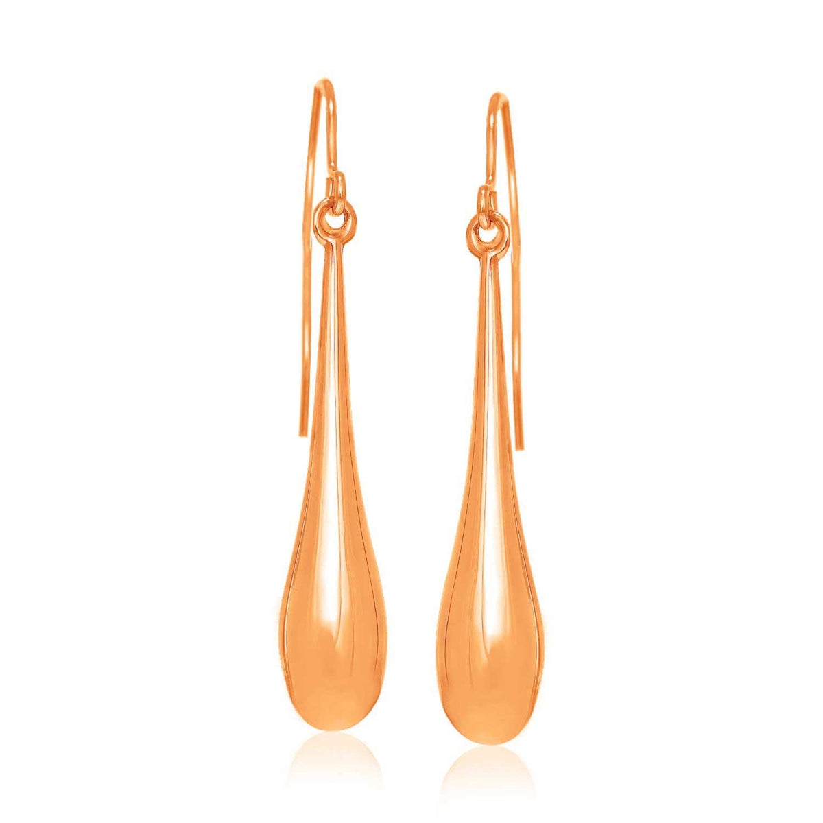 14k Rose Gold Long Polished Teardrop Dangling Earrings - LinkagejewelrydesignLinkagejewelrydesign