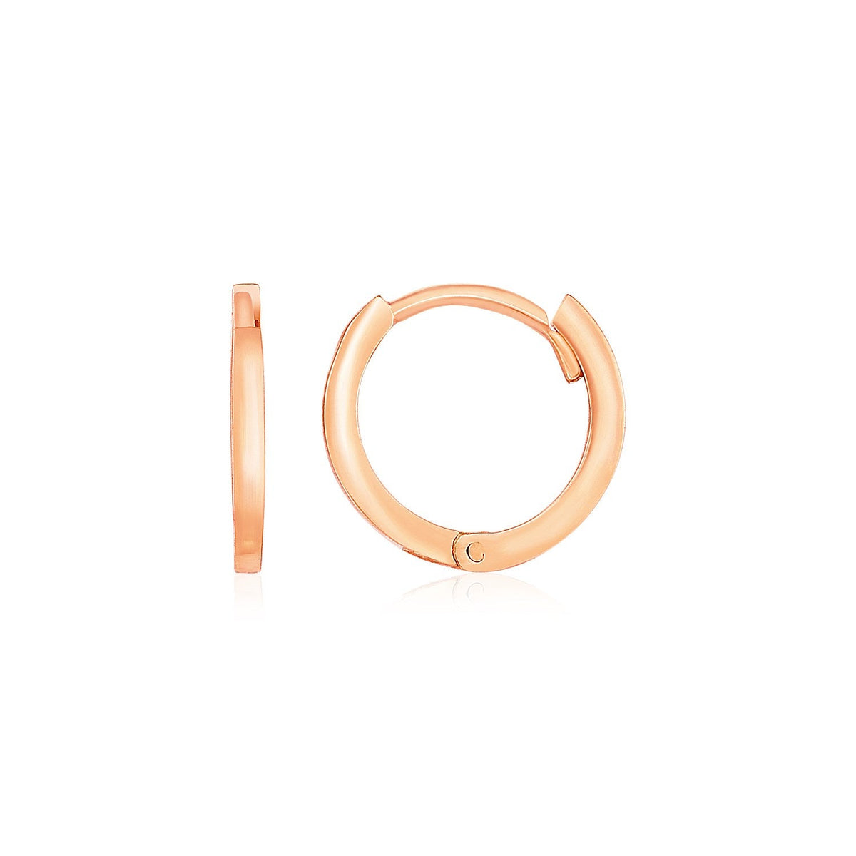 14k Rose Gold Petite Polished Round Hoop Earrings - LinkagejewelrydesignLinkagejewelrydesign