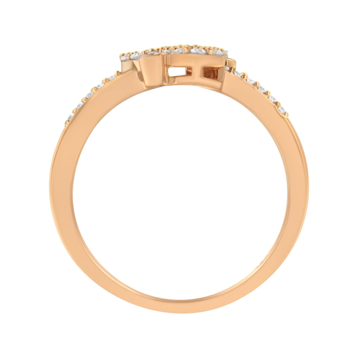 14K Rose Gold Plated .925 Sterling Silver 1/2 Cttw Diamond Scatter Composite Bypass Ring (I-J Color, I1-I2 Clarity) - Size 7 - LinkagejewelrydesignLinkagejewelrydesign