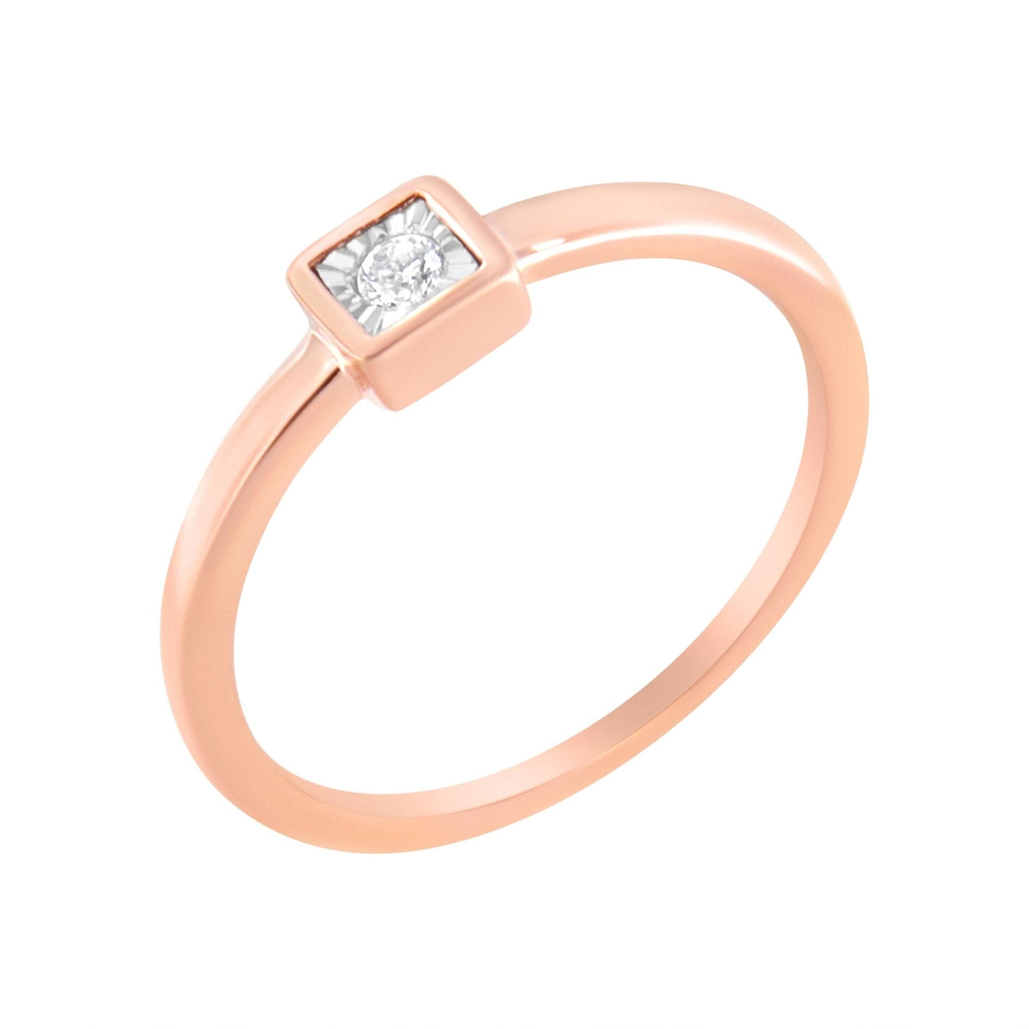 14K Rose Gold Plated .925 Sterling Silver 1/20 cttw Miracle Set Diamond Promise Ring (J-K Color, I1-I2 Clarity) - Size 6 - LinkagejewelrydesignLinkagejewelrydesign