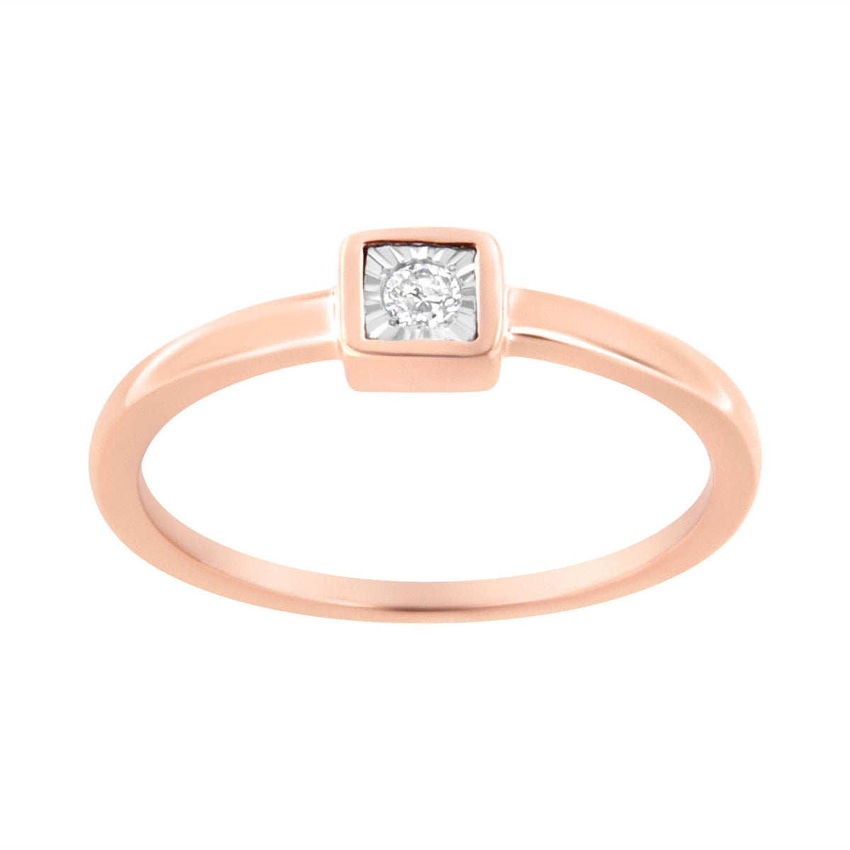 14K Rose Gold Plated .925 Sterling Silver 1/20 cttw Miracle Set Diamond Promise Ring (J-K Color, I1-I2 Clarity) - Size 6 - LinkagejewelrydesignLinkagejewelrydesign