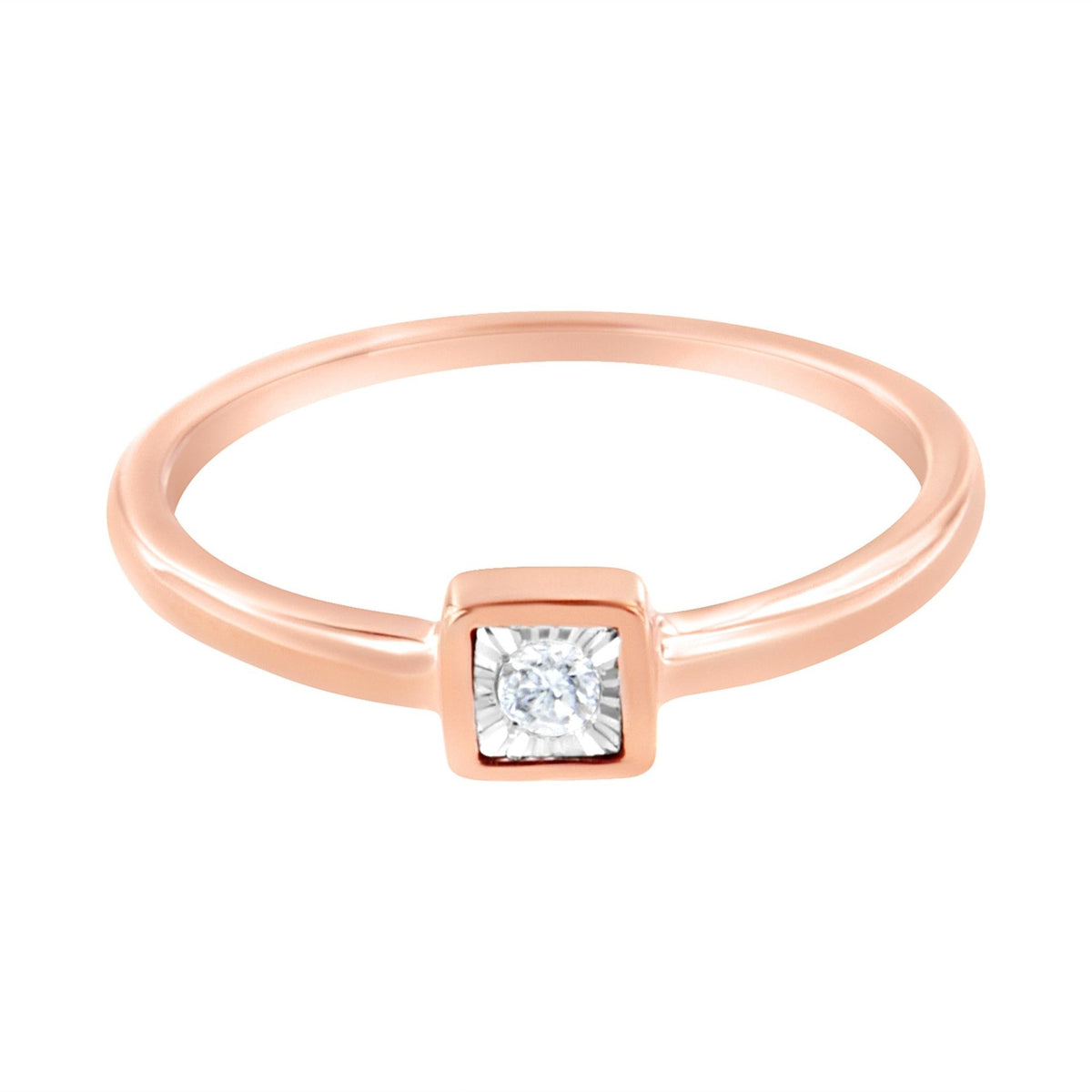 14K Rose Gold Plated .925 Sterling Silver 1/20 cttw Miracle Set Diamond Promise Ring (J-K Color, I1-I2 Clarity) - Size 6 - LinkagejewelrydesignLinkagejewelrydesign