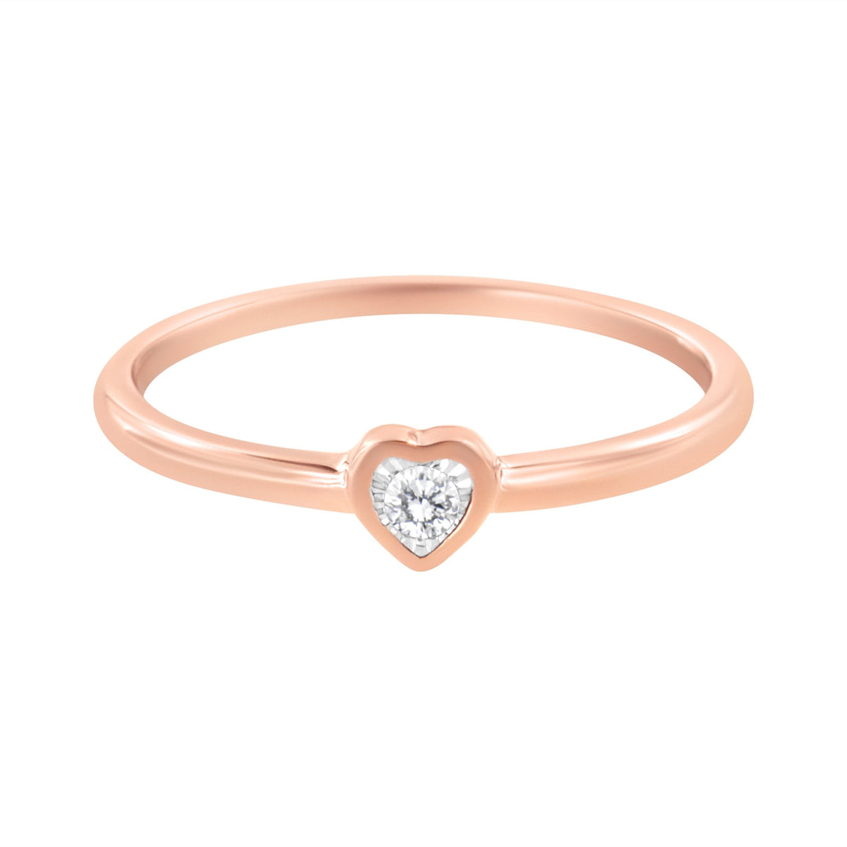 14K Rose Gold Plated .925 Sterling Silver Miracle Set Diamond Accent Heart Shaped Promise Ring (J-K Color, I1-I2 Clarity) - Size 6 - LinkagejewelrydesignLinkagejewelrydesign