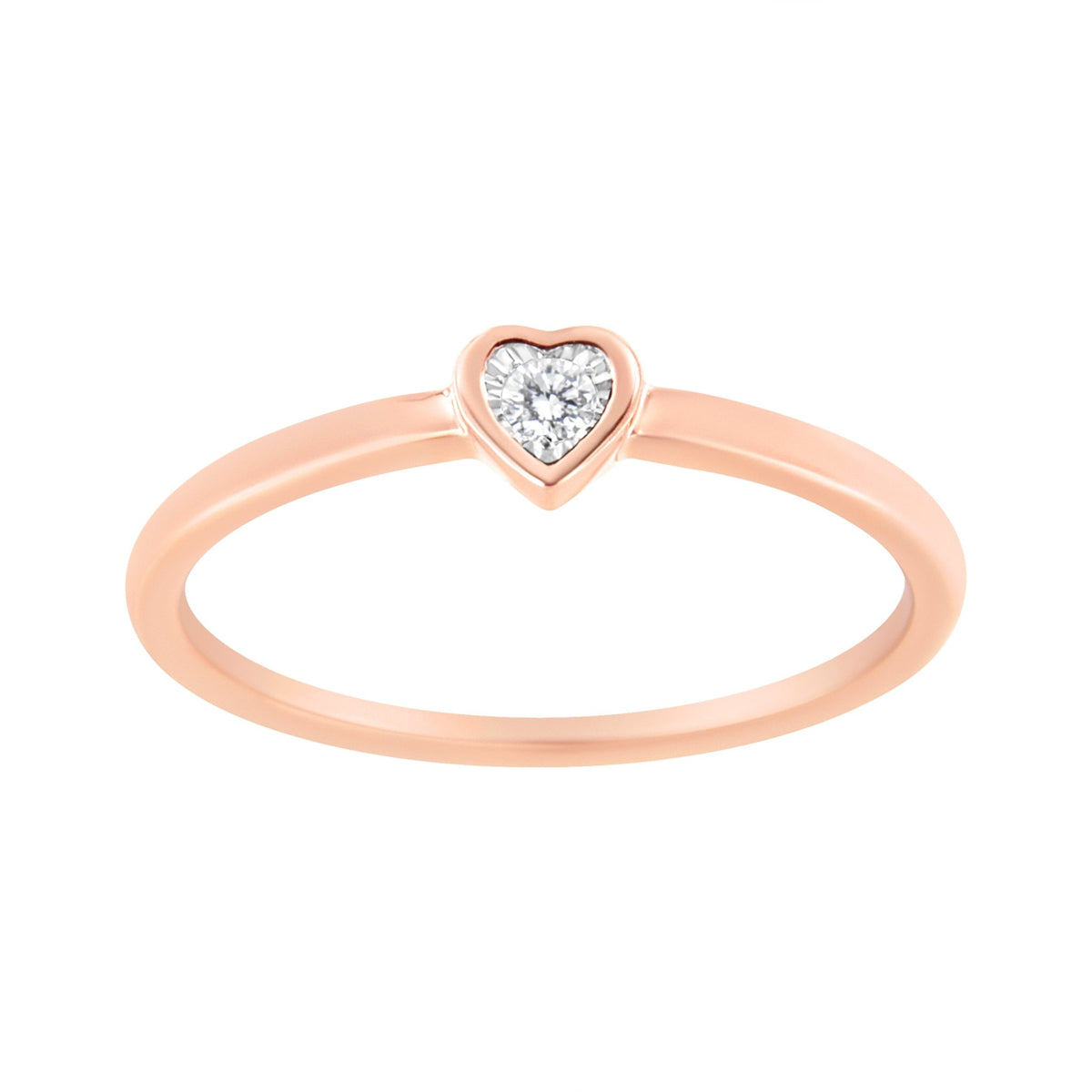 14K Rose Gold Plated .925 Sterling Silver Miracle Set Diamond Accent Heart Shaped Promise Ring (J-K Color, I1-I2 Clarity) - Size 6 - LinkagejewelrydesignLinkagejewelrydesign