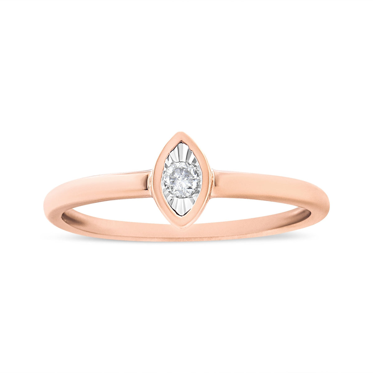 14K Rose Gold Plated .925 Sterling Silver Miracle Set Diamond Accent Pear Shape Promise Ring (J-K Color, I1-I2 Clarity) - Size 6 - LinkagejewelrydesignLinkagejewelrydesign
