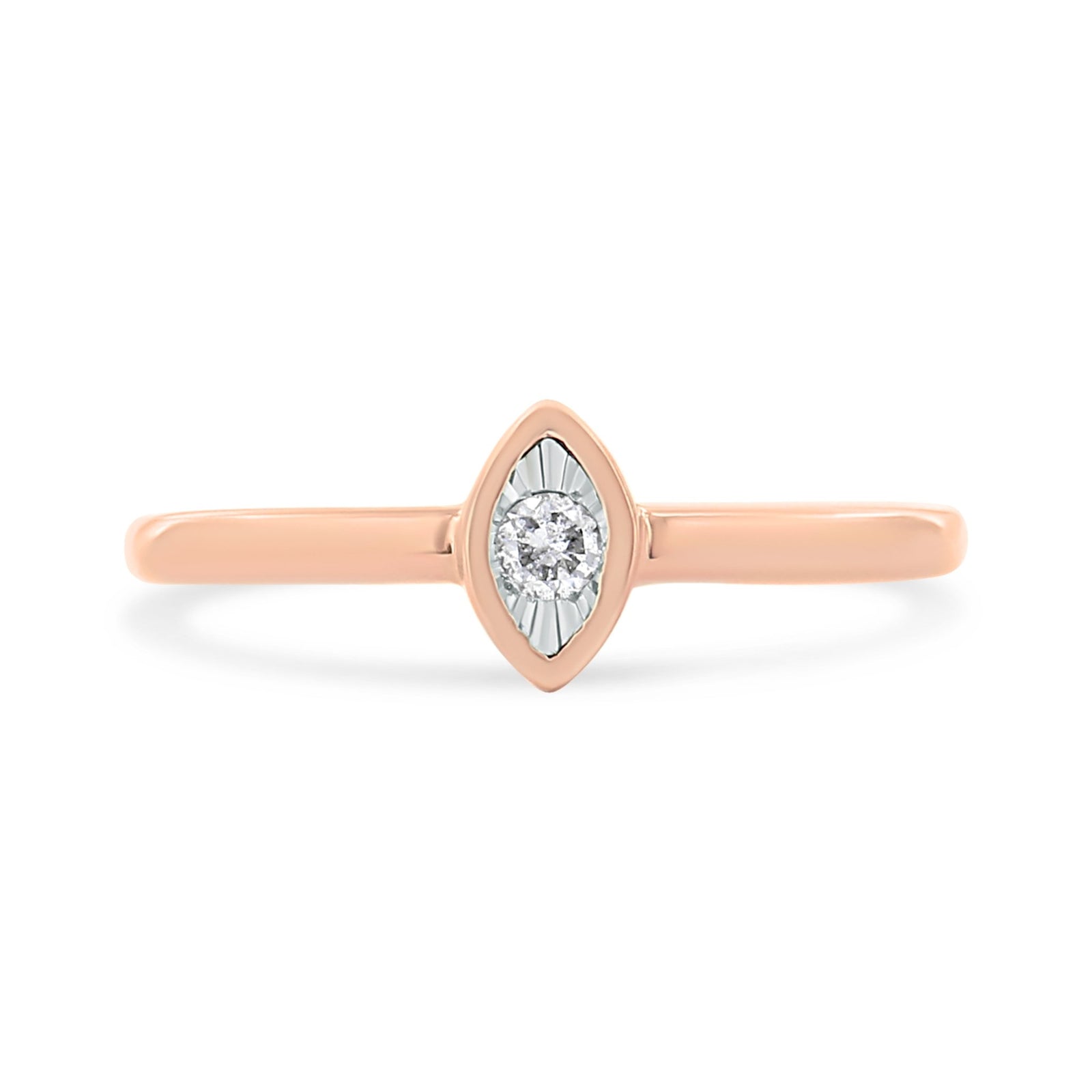 14K Rose Gold Plated .925 Sterling Silver Miracle Set Diamond Accent Pear Shape Promise Ring (J-K Color, I1-I2 Clarity) - Size 6 - LinkagejewelrydesignLinkagejewelrydesign