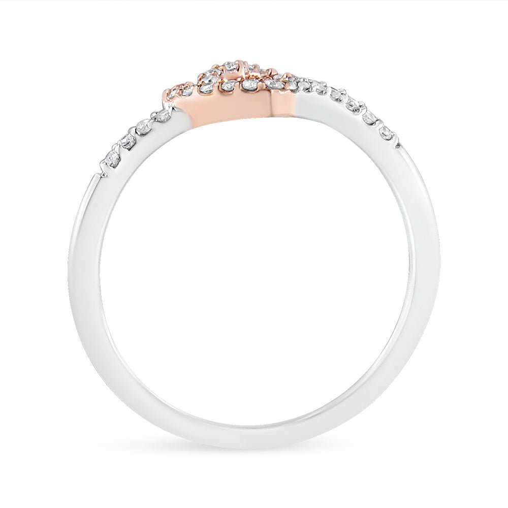 14K Rose Gold Plated and White .925 Sterling Silver 1/5 Cttw Round-Cut Diamond Open Heart Promise Ring (I-J Color, I2-I3 Clarity) - Ring Size 7 - LinkagejewelrydesignLinkagejewelrydesign