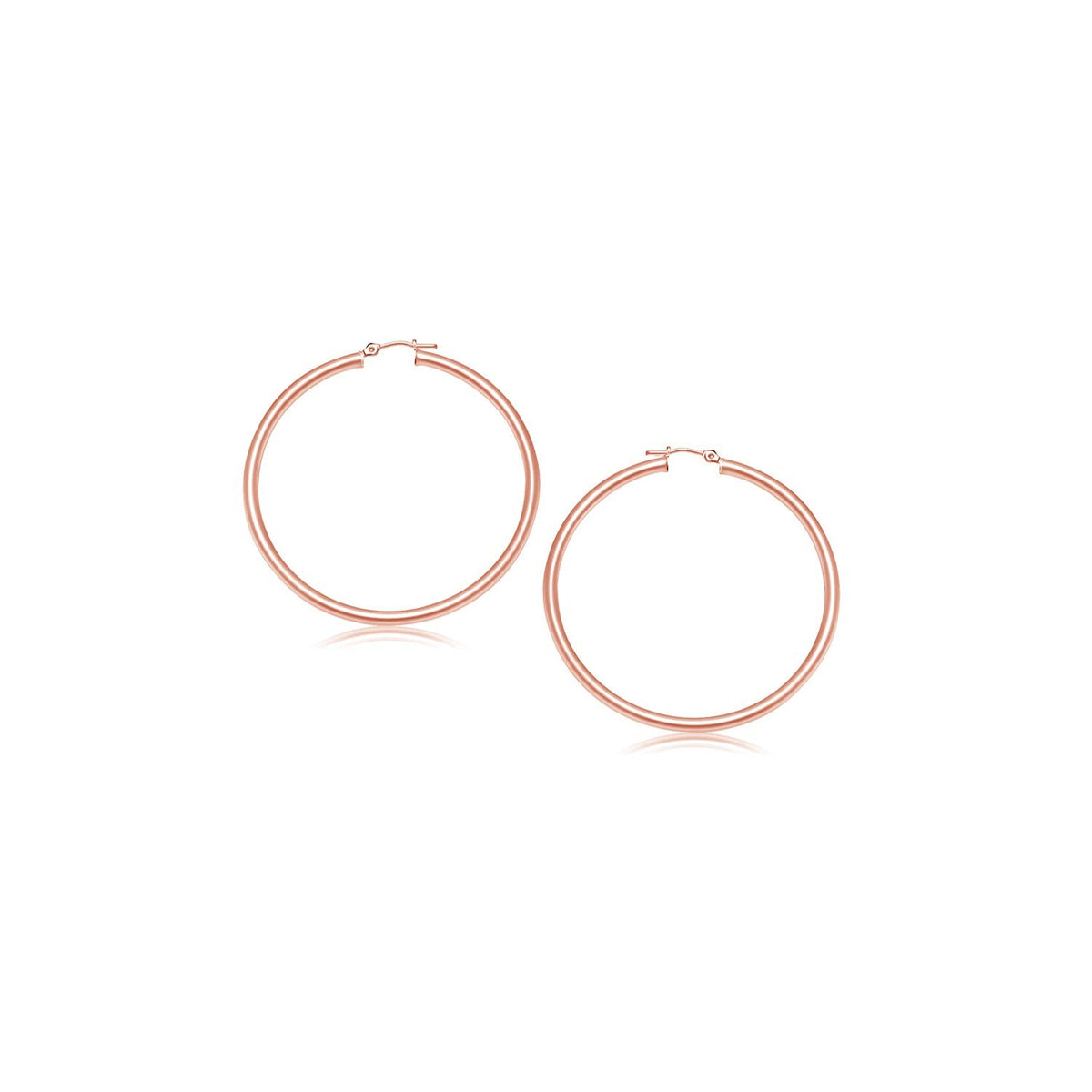 14k Rose Gold Polished Hoop Earrings (15 mm) - LinkagejewelrydesignLinkagejewelrydesign