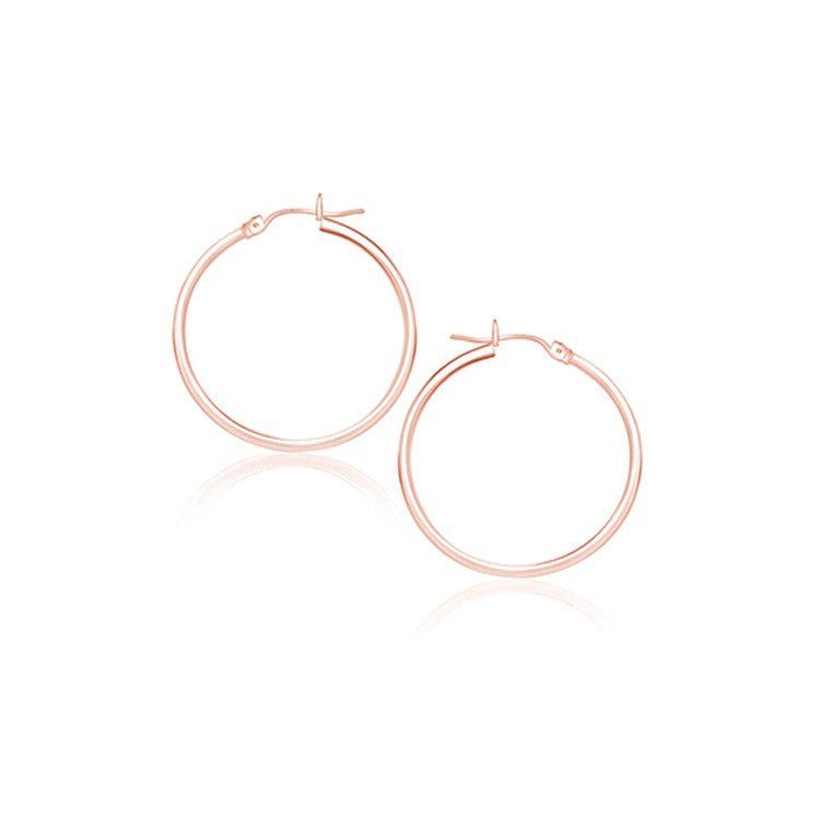14k Rose Gold Polished Hoop Earrings (25 mm) - LinkagejewelrydesignLinkagejewelrydesign