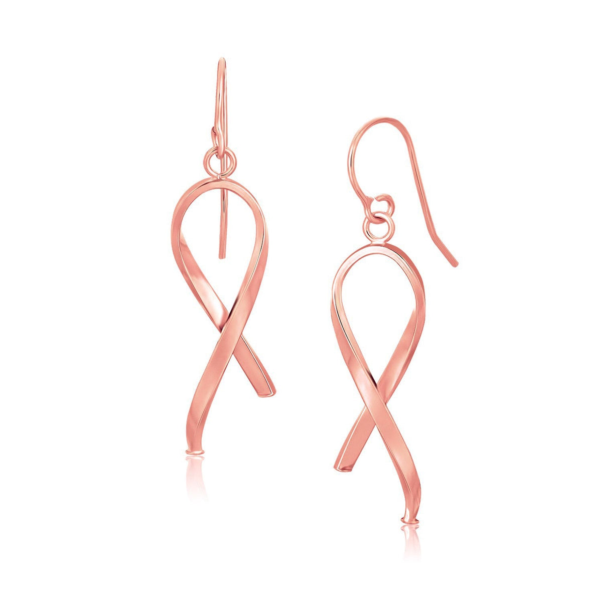 14k Rose Gold Polished Ribbon Style Drop Earrings - LinkagejewelrydesignLinkagejewelrydesign