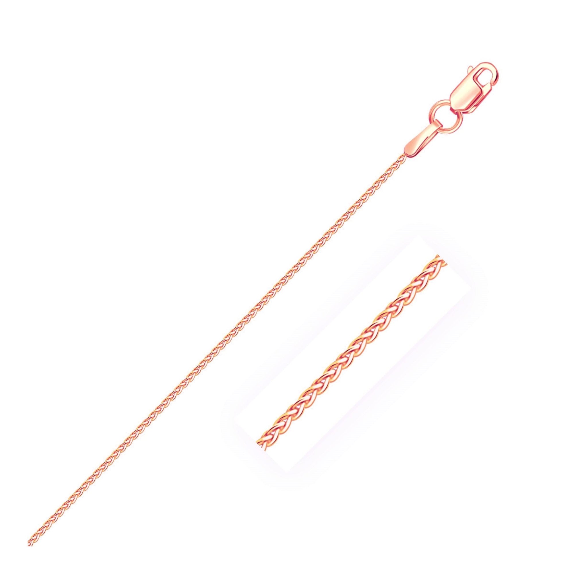 14k Rose Gold Round Wheat Chain 1.0mm - LinkagejewelrydesignLinkagejewelrydesign