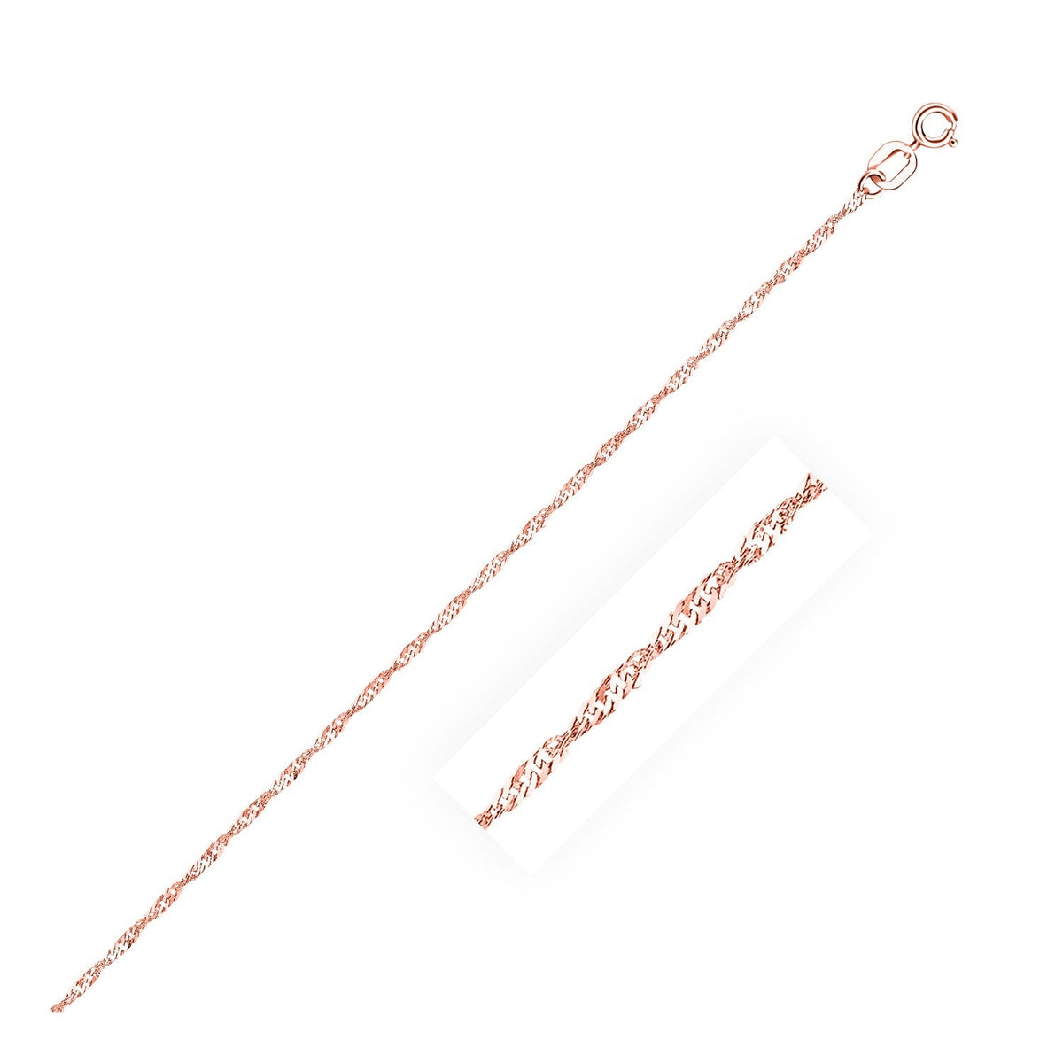 14k Rose Gold Singapore Chain 1.0mm - LinkagejewelrydesignLinkagejewelrydesign