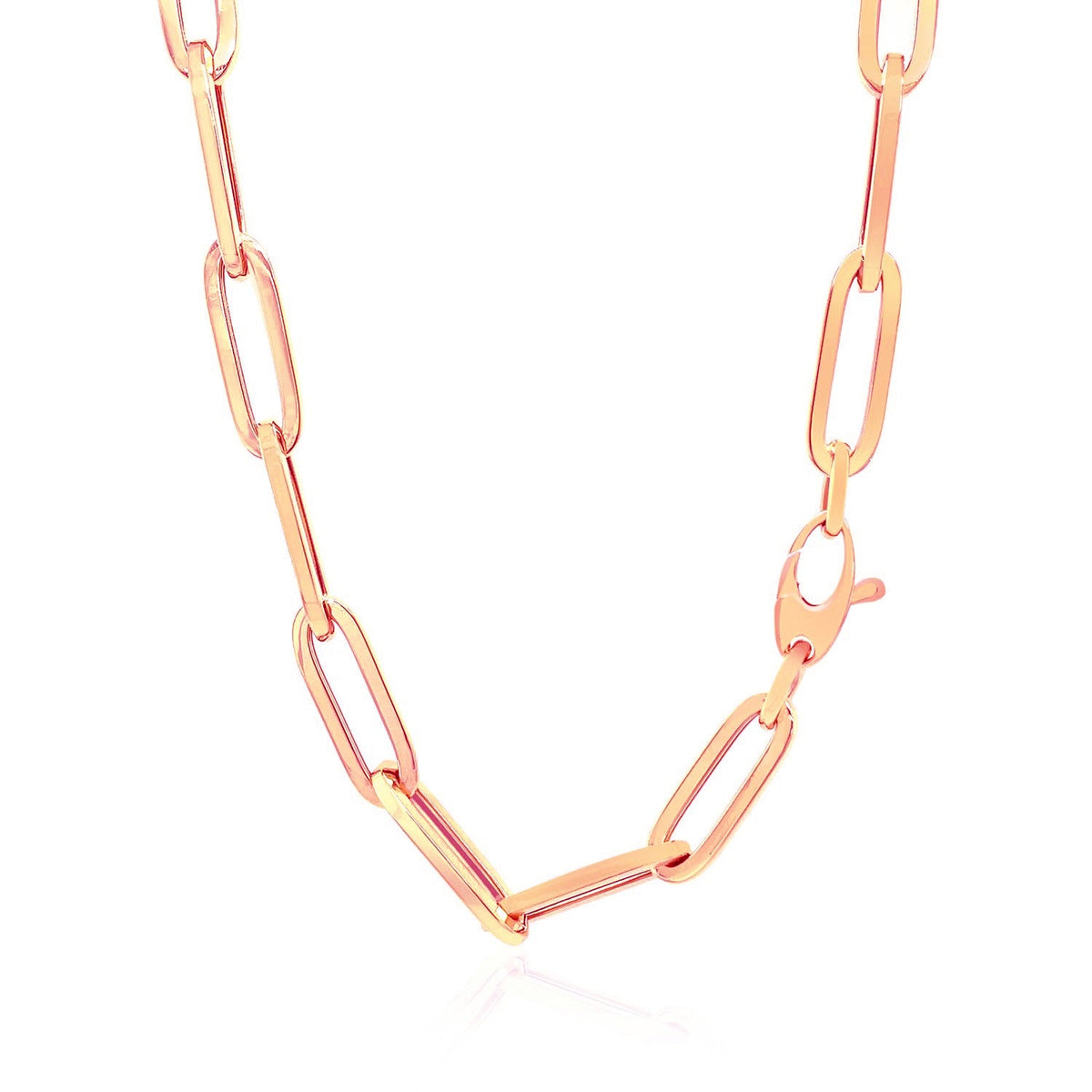 14K Rose Gold Wide Paperclip Chain (6.1mm) - LinkagejewelrydesignLinkagejewelrydesign