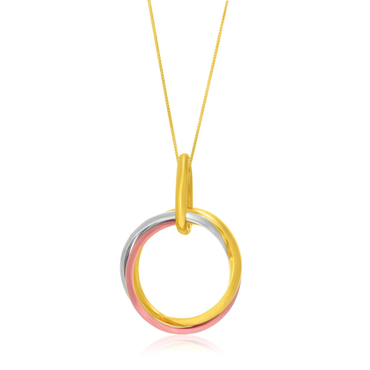 14k Tri-Color Gold Open Interlaced Ring Pendant - LinkagejewelrydesignLinkagejewelrydesign
