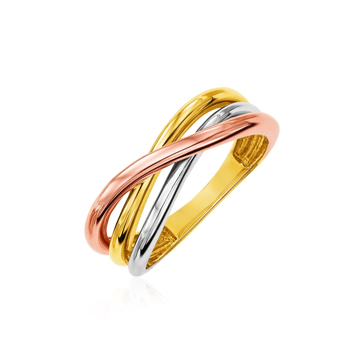 14k Tri Color Gold Twist Style Ring - LinkagejewelrydesignLinkagejewelrydesign