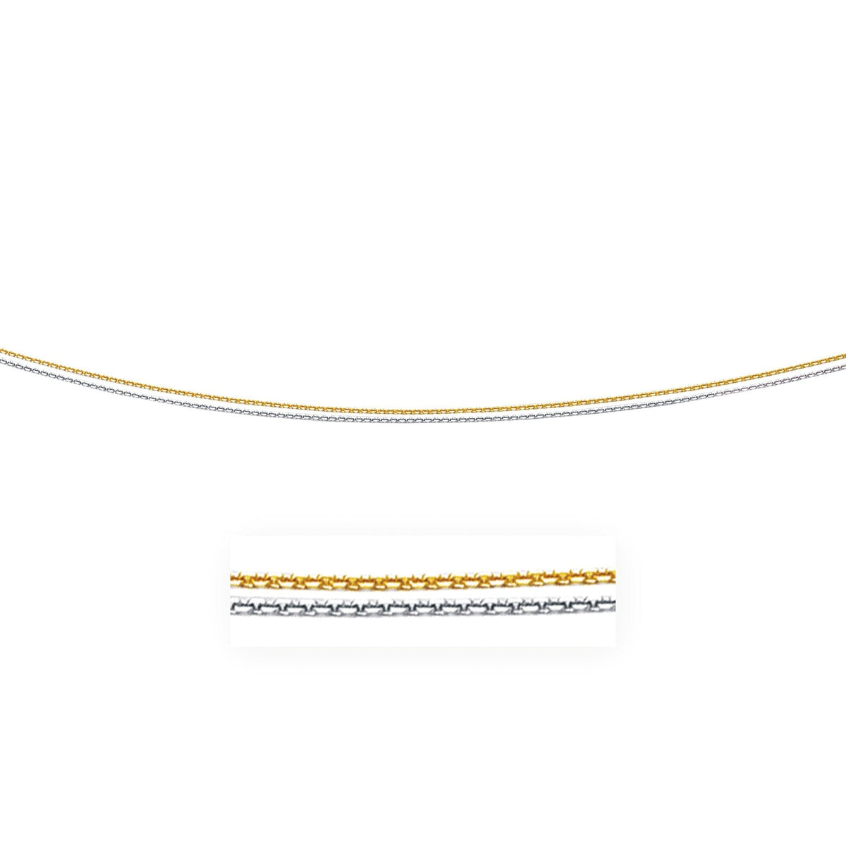 14k Two - Tone Double Strand Cable Pendant Chain 1.1mm - LinkagejewelrydesignLinkagejewelrydesign
