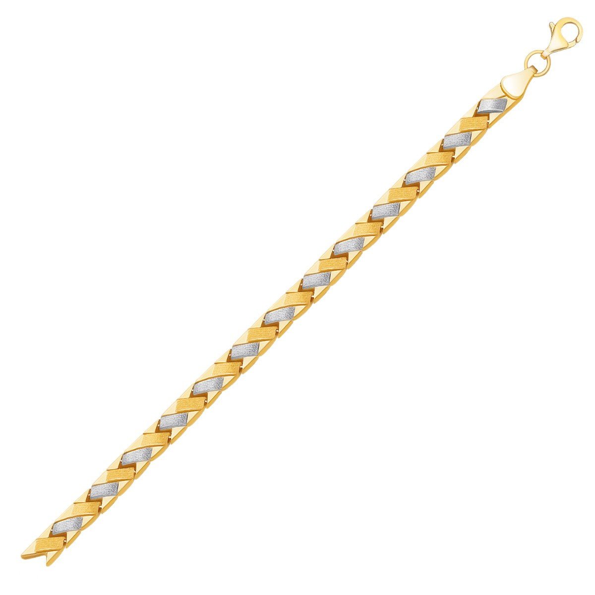 14k Two - Tone Gold Fancy Weave Bracelet with Contrasting Finish - LinkagejewelrydesignLinkagejewelrydesign