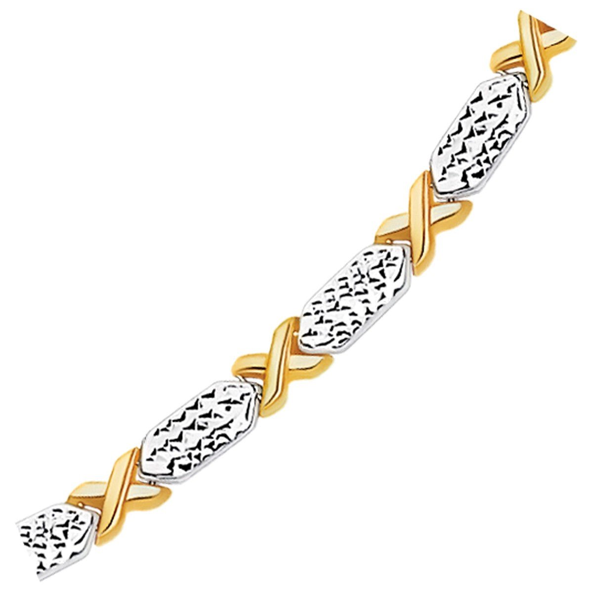 14k Two - Tone Gold Fancy X Line Bracelet - LinkagejewelrydesignLinkagejewelrydesign