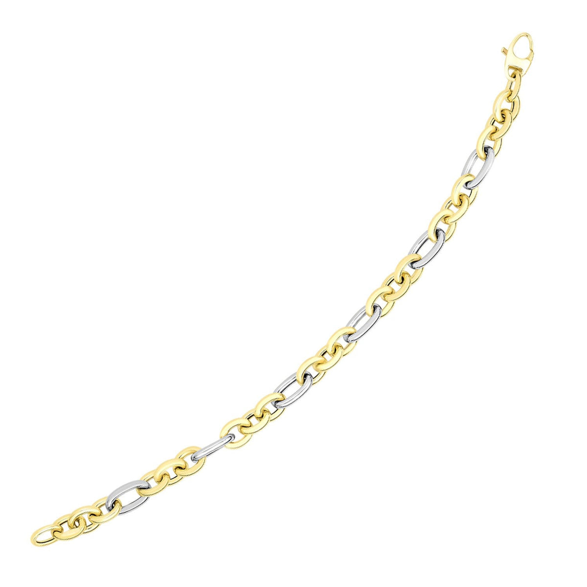 14k Two - Tone Gold Long and Short Style Oval Link Bracelet - LinkagejewelrydesignLinkagejewelrydesign