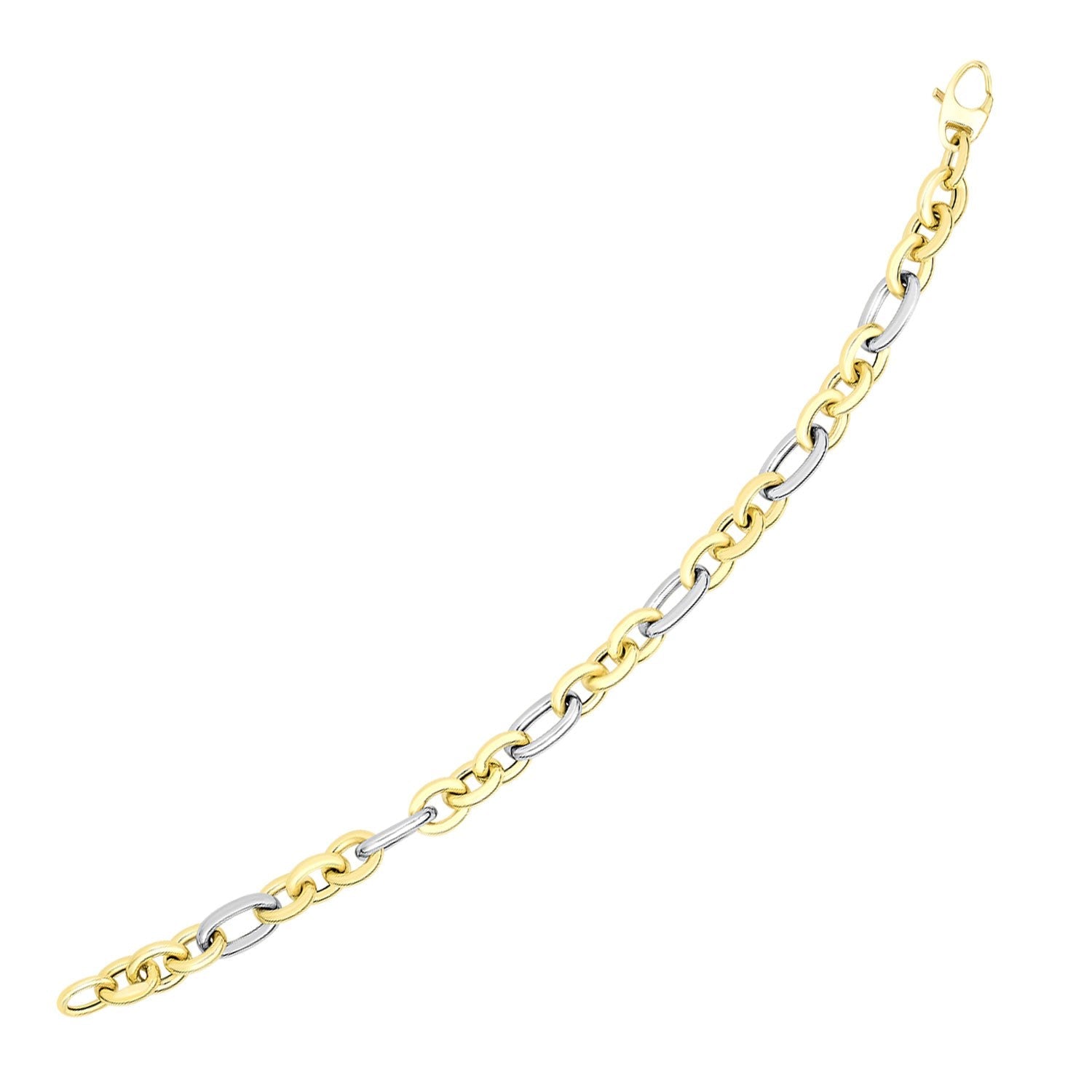 14k Two - Tone Gold Long and Short Style Oval Link Bracelet - LinkagejewelrydesignLinkagejewelrydesign