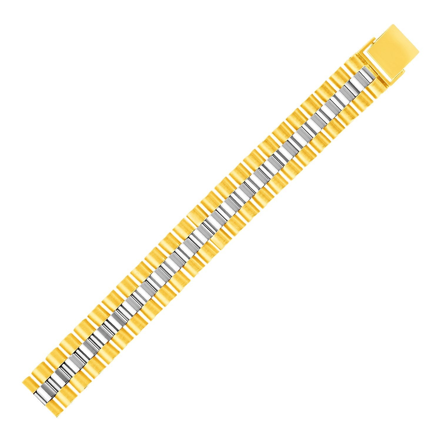 14k Two Tone Gold Mens Panther Link Bracelet - LinkagejewelrydesignLinkagejewelrydesign