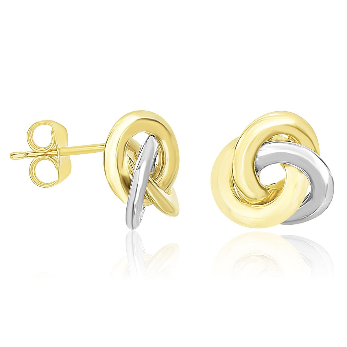 14k Two-Tone Gold Shiny Intertwined Open Circle Earrings - LinkagejewelrydesignLinkagejewelrydesign