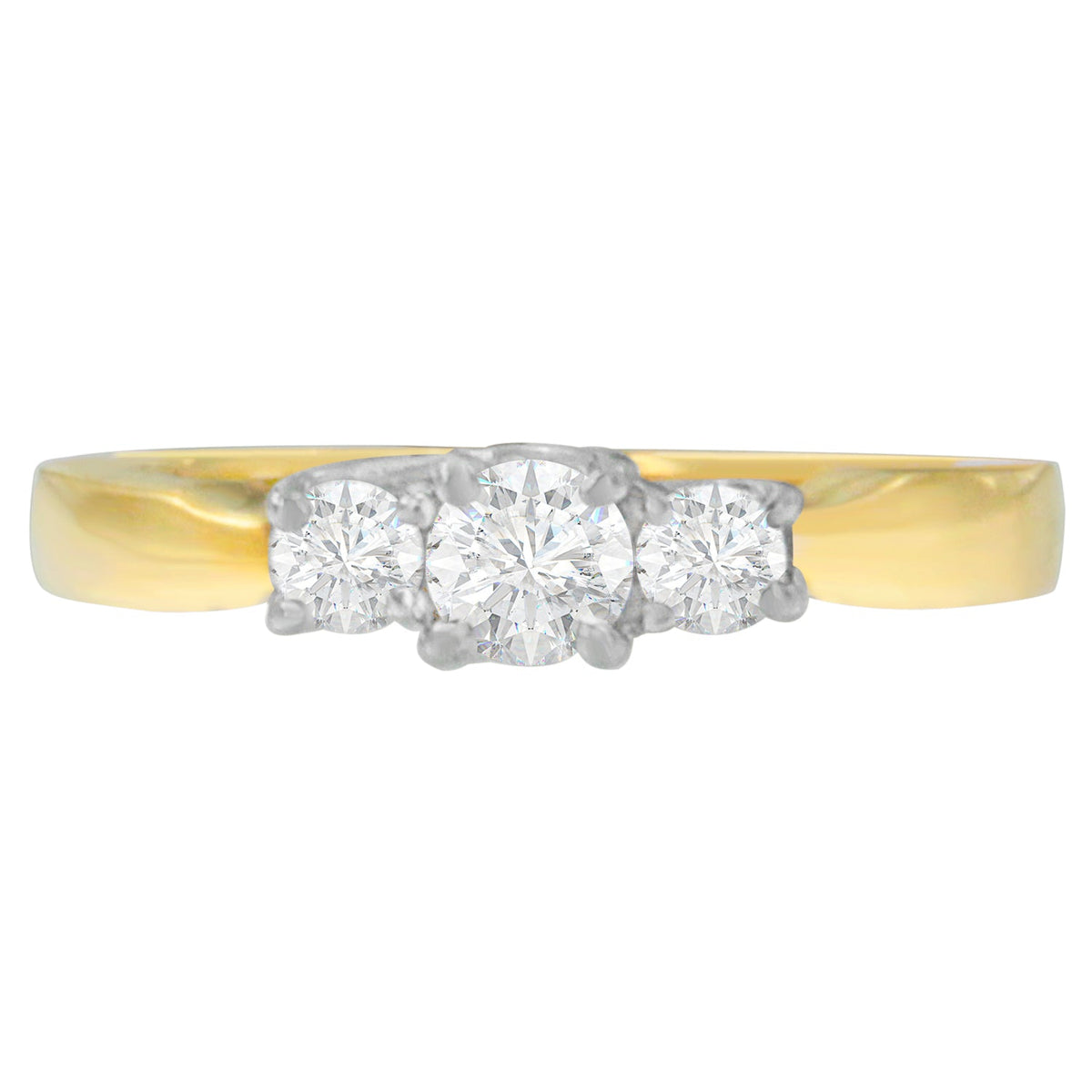 14K Two-Toned Gold 1/2 CTTW Round-cut Diamond Ring (G-H, SI1-SI2) - LinkagejewelrydesignLinkagejewelrydesign