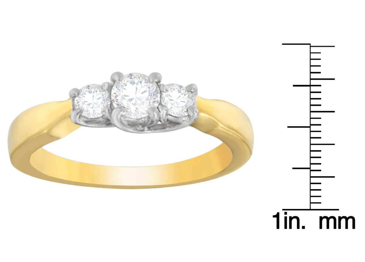 14K Two-Toned Gold 1/2 CTTW Round-cut Diamond Ring (G-H, SI1-SI2) - LinkagejewelrydesignLinkagejewelrydesign