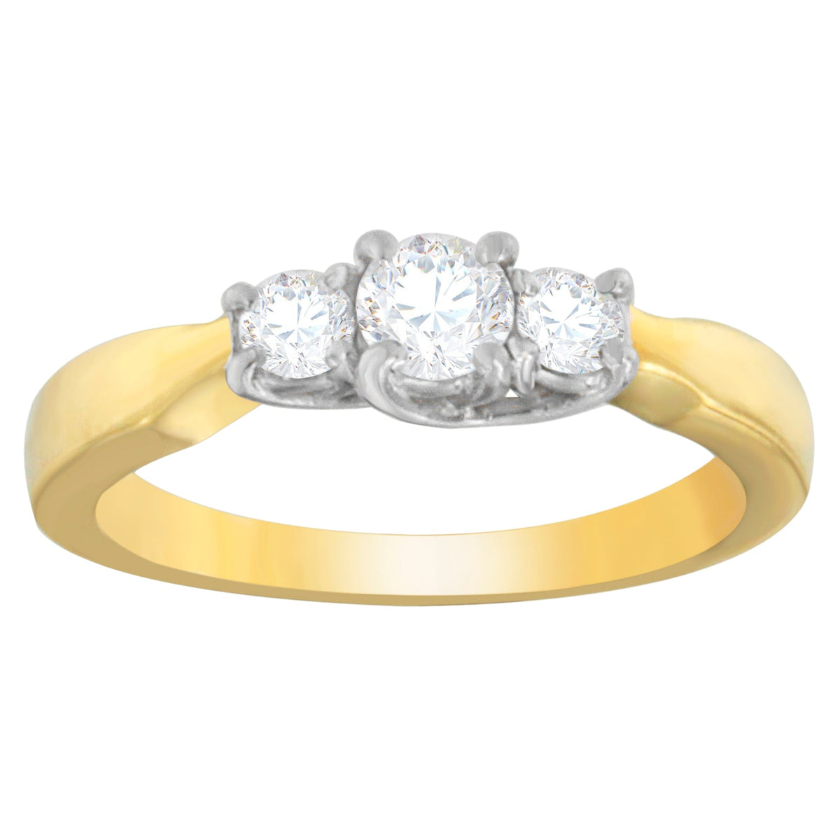 14K Two-Toned Gold 1/2 CTTW Round-cut Diamond Ring (G-H, SI1-SI2) - LinkagejewelrydesignLinkagejewelrydesign