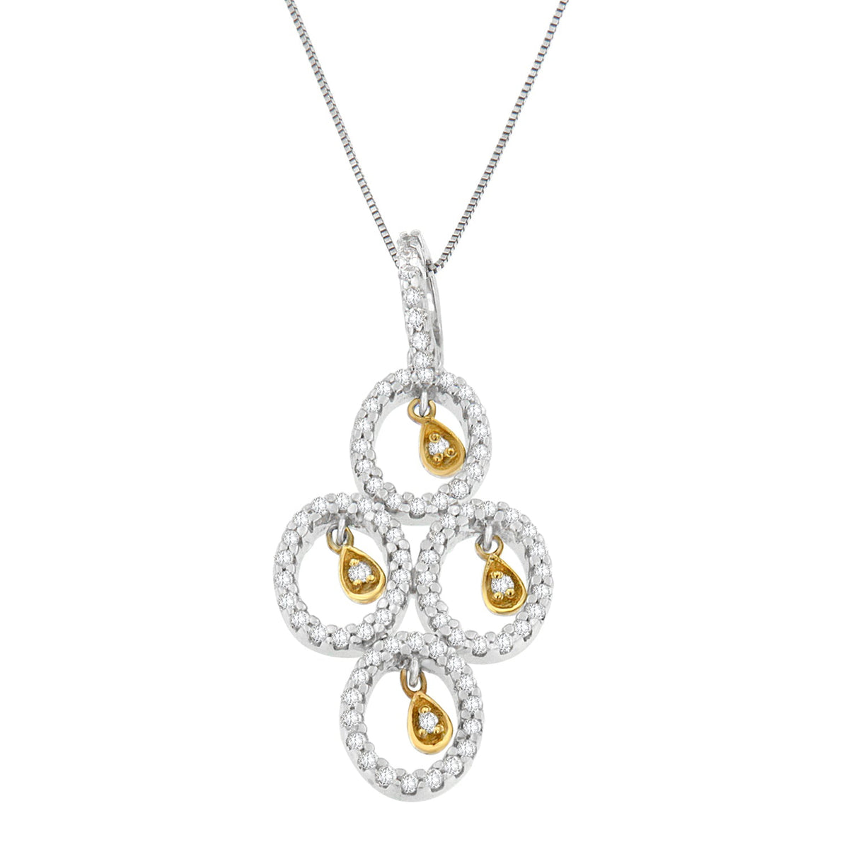 14K Two- Toned Gold 2/5 cttw Round Diamond Pendant Necklace (H-I, I1-I2) - LinkagejewelrydesignLinkagejewelrydesign