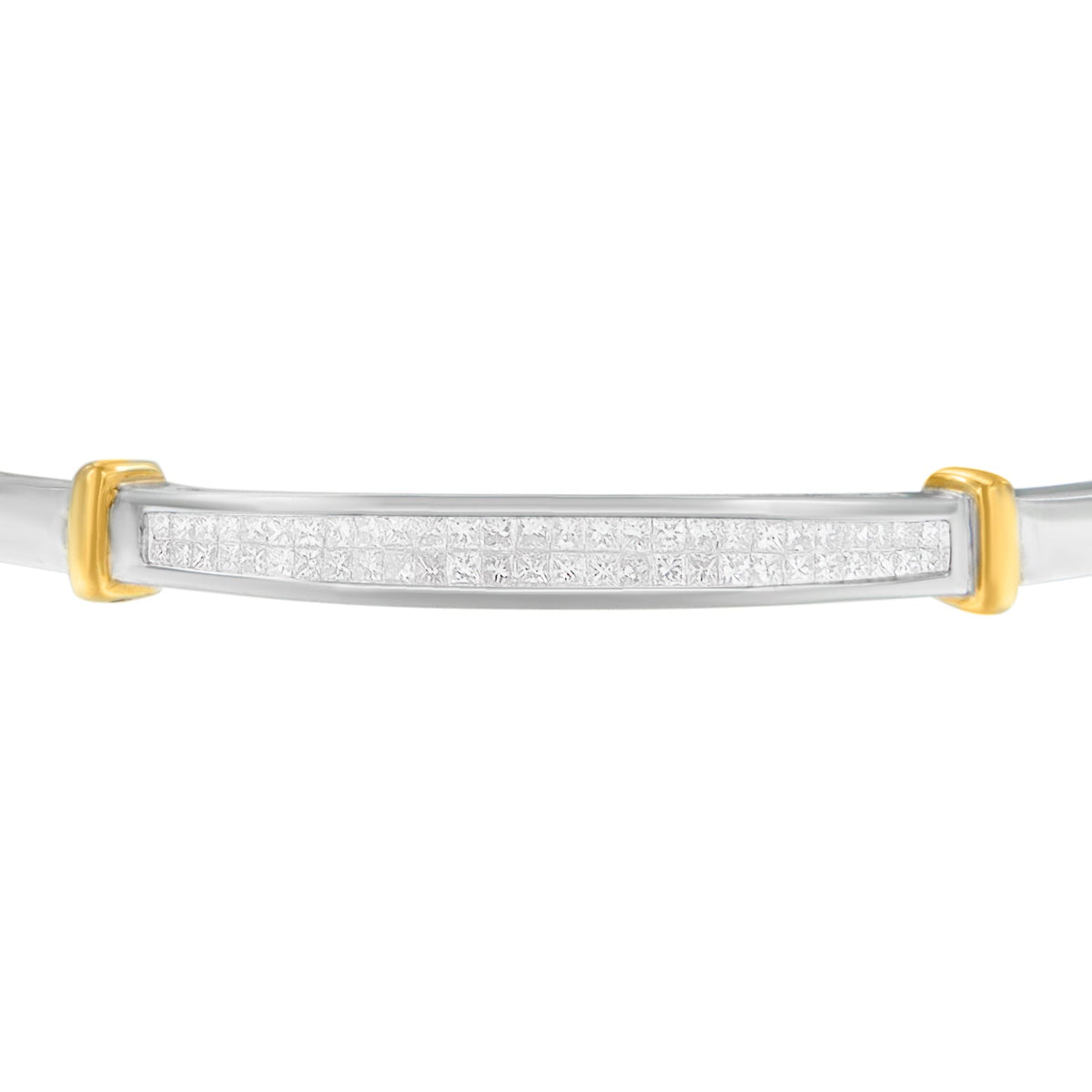 14K Two-Toned Gold Princess Cut Diamond Fashion Bangle (1 cttw, H-I Color, SI1-SI2 Clarity) - LinkagejewelrydesignLinkagejewelrydesign