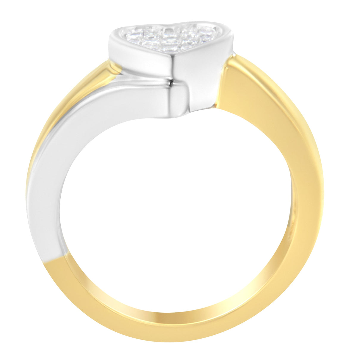 14K Two-Toned Gold Princess-Cut Diamond Heart Promise Ring (1/4 Cttw, H-I Color, I1-I2 Clarity) - Size 6 - LinkagejewelrydesignLinkagejewelrydesign
