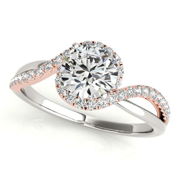 14k White And Rose Gold Bypass Band Diamond Engagement Ring (1 1/8 cttw) - LinkagejewelrydesignLinkagejewelrydesign