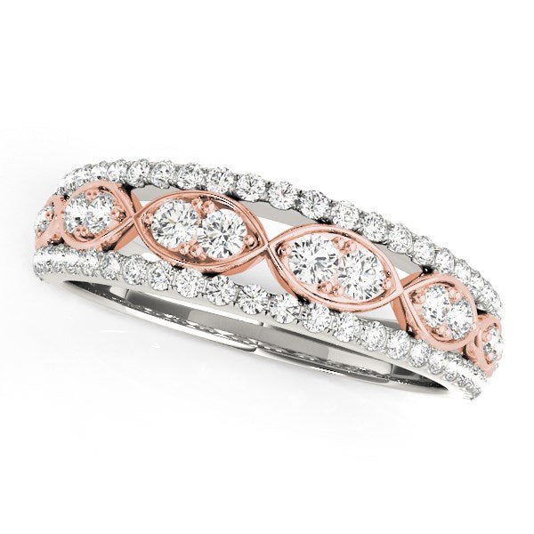 14k White And Rose Gold Doulbe Diamond Infinity Design Band (3/8 cttw) - LinkagejewelrydesignLinkagejewelrydesign