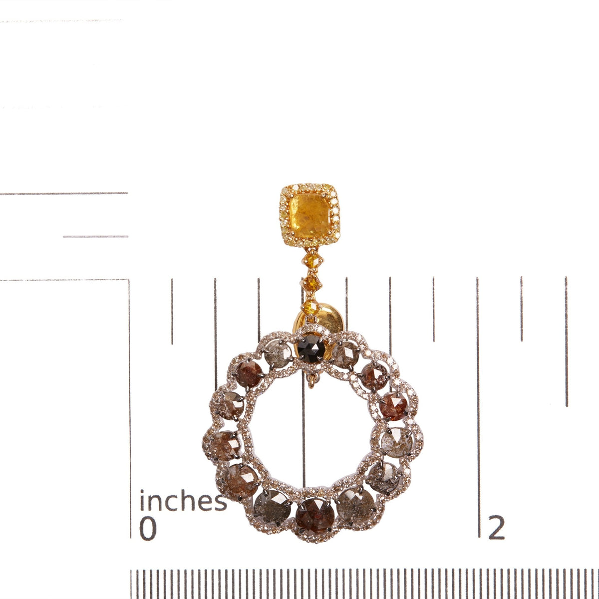 14K White and Yellow Gold 10.0 Cttw Mixed Natural Fancy Diamond Dangle Hoop and Bale Earrings (Yellow Color, I1-I2 Clarity) - LinkagejewelrydesignLinkagejewelrydesign