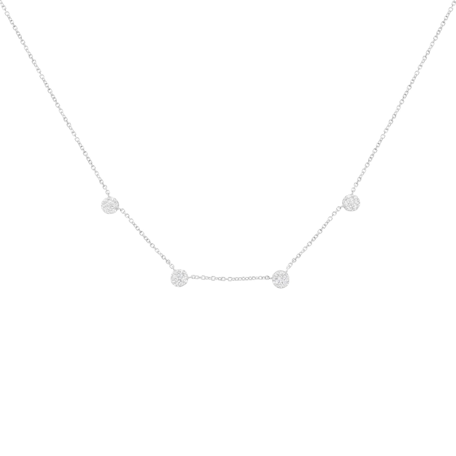 14K White Gold 1 1/10 Cttw Diamond Floral Cluster 4 Station Adjustable 16-18 Inch Necklace (H-I Color, SI2-I1 Clarity) - LinkagejewelrydesignLinkagejewelrydesign