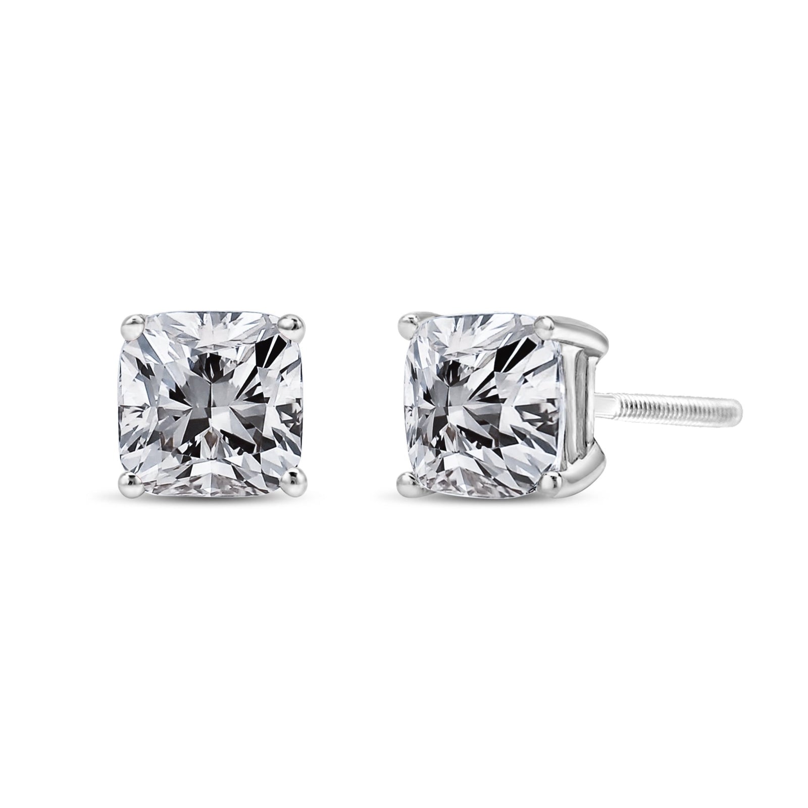 14K White Gold 1 1/2 Cttw Clarity Enhanced Princess Cut Diamond Solitaire Stud Earrings (I-J Color, I1-I2 Clarity) - LinkagejewelrydesignLinkagejewelrydesign
