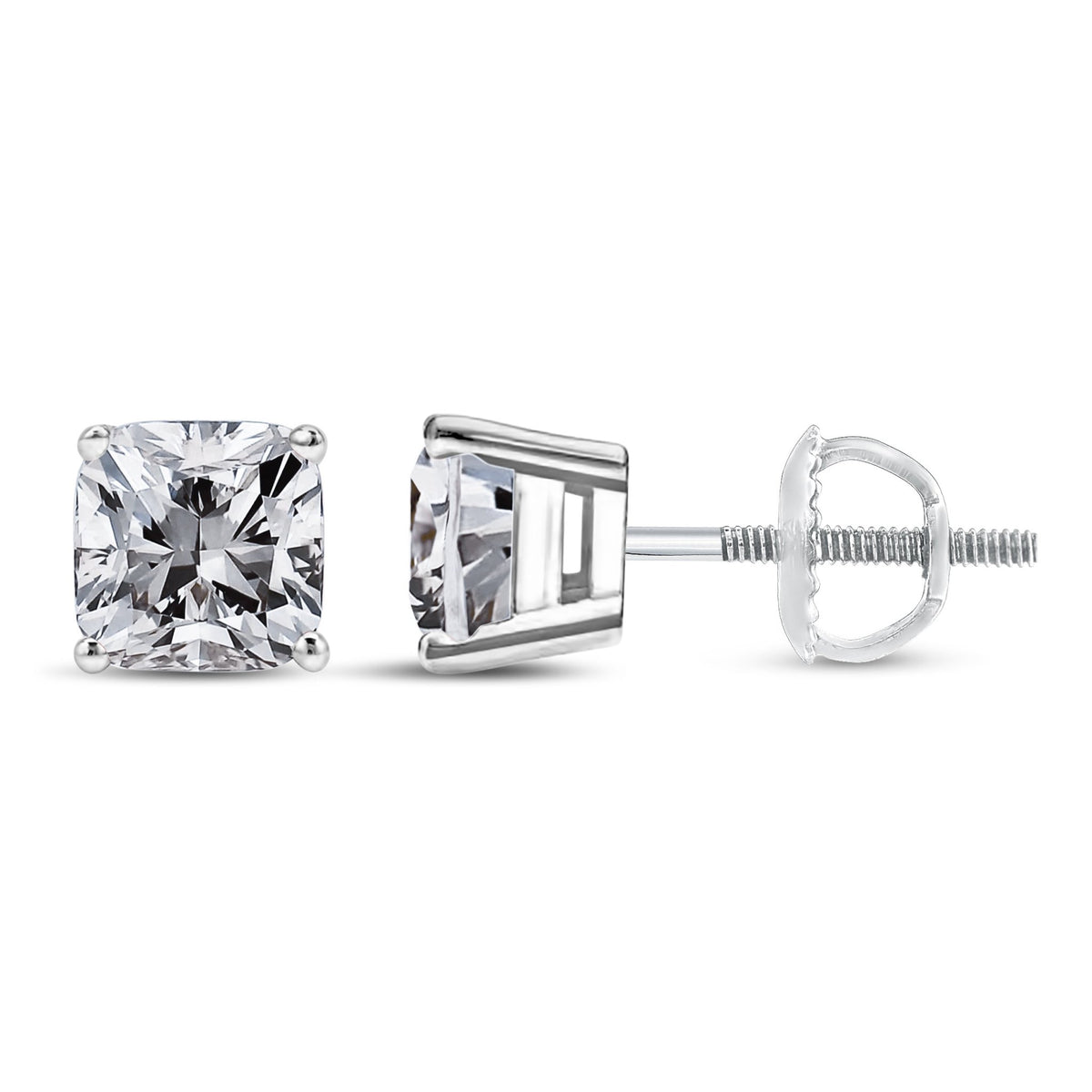 14K White Gold 1 1/2 Cttw Clarity Enhanced Princess Cut Diamond Solitaire Stud Earrings (I-J Color, I1-I2 Clarity) - LinkagejewelrydesignLinkagejewelrydesign