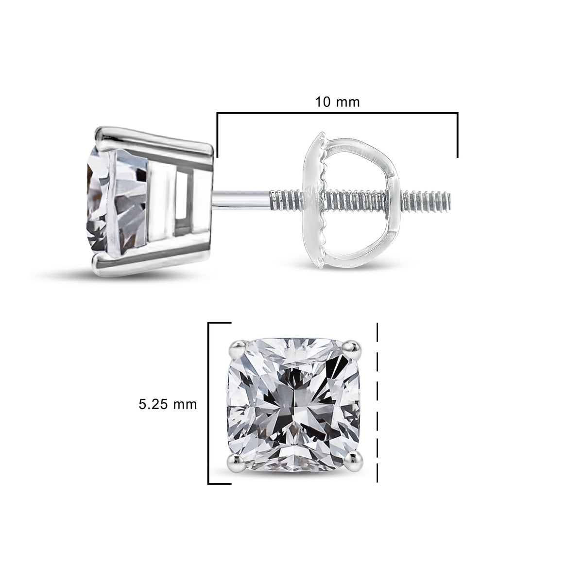 14K White Gold 1 1/2 Cttw Clarity Enhanced Princess Cut Diamond Solitaire Stud Earrings (I-J Color, I1-I2 Clarity) - LinkagejewelrydesignLinkagejewelrydesign