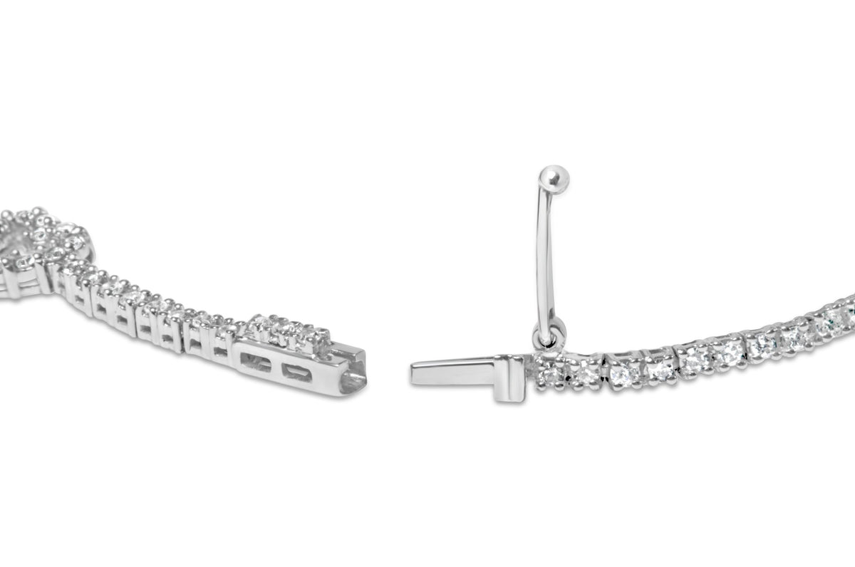 14K White Gold 1 1/2 Cttw Diamond Heart Station Strand Bracelet (H-I Color, I1-I2 Clarity) - 7.5 Inches - LinkagejewelrydesignLinkagejewelrydesign