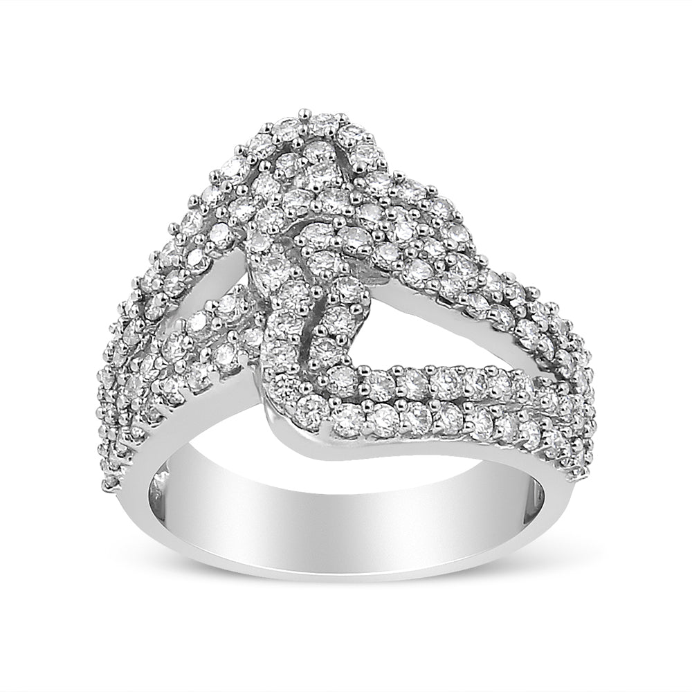 14K White Gold 1 1/2 Cttw Diamond Open Double Heart Bypass Ring Band (H-I Color, VS1-VS2 Clarity) - Ring Size 7 - LinkagejewelrydesignLinkagejewelrydesign