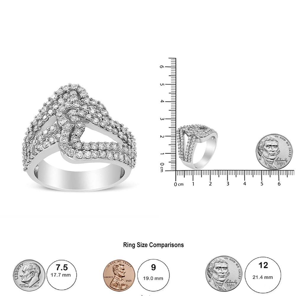 14K White Gold 1 1/2 Cttw Diamond Open Double Heart Bypass Ring Band (H-I Color, VS1-VS2 Clarity) - Ring Size 7 - LinkagejewelrydesignLinkagejewelrydesign