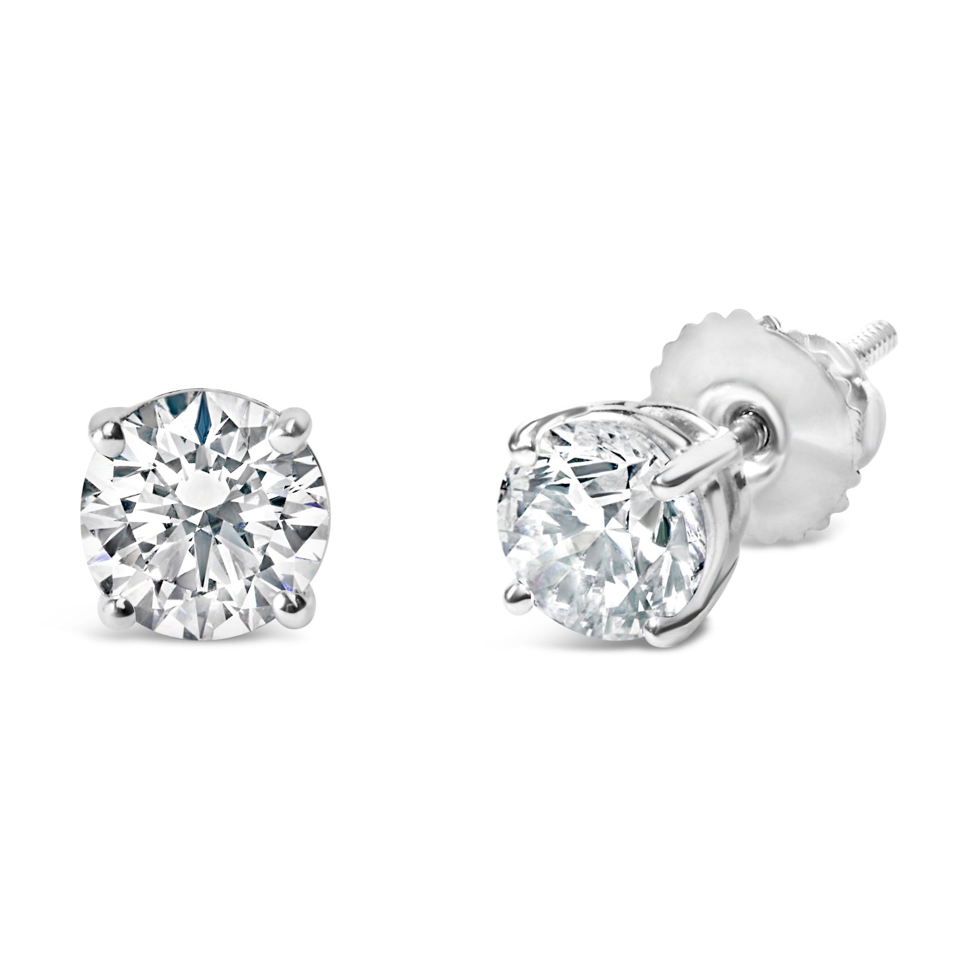 14K White Gold 1 1/2 Cttw Lab Grown Diamond Solitaire Stud Earrings with Screwbacks (F-G Color, VS2-SI1 Clarity) - LinkagejewelrydesignLinkagejewelrydesign