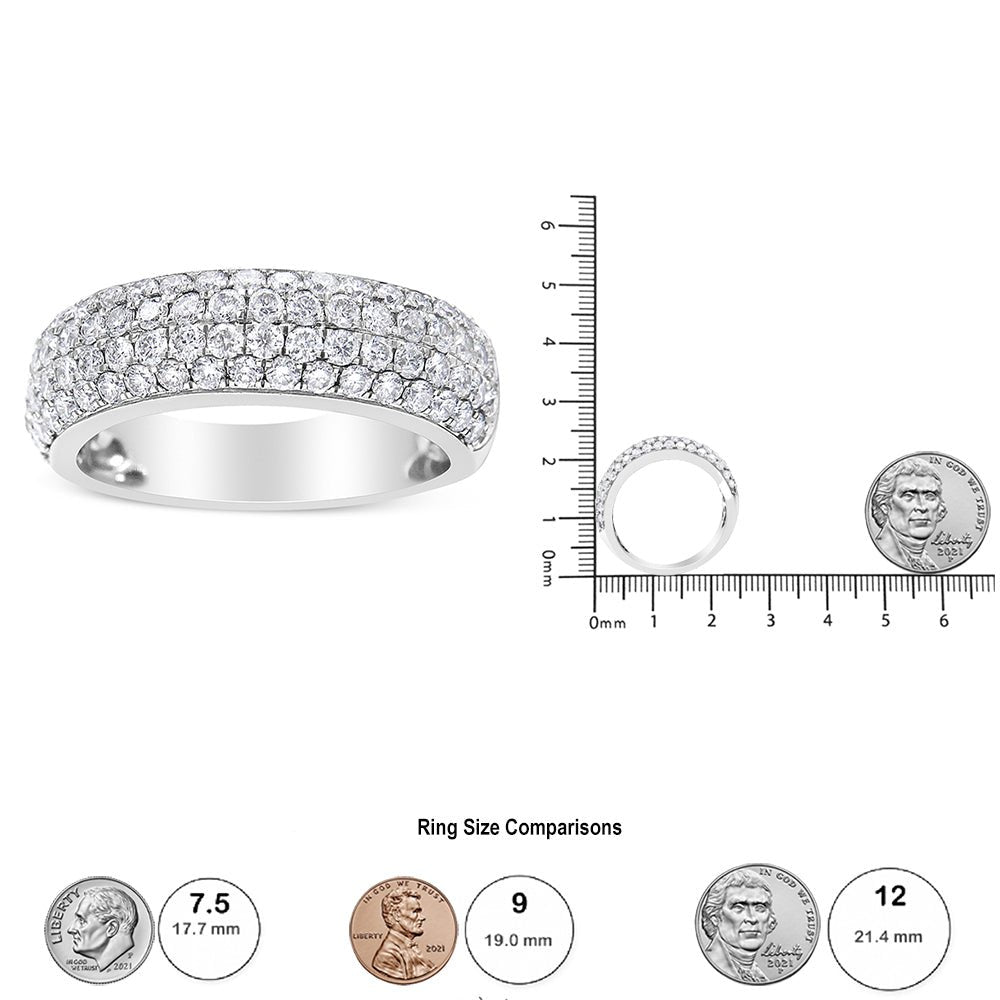 14K White Gold 1 1/2 Cttw Pave Set Lab Grown Round Diamond Domed Band Ring (G-H Color, SI1-SI2 Clarity) - Size 7 - LinkagejewelrydesignLinkagejewelrydesign