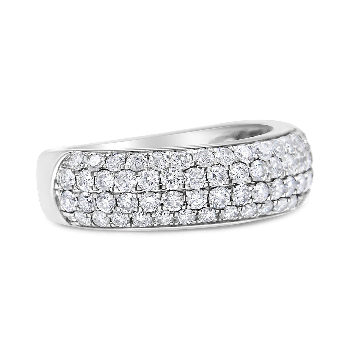 14K White Gold 1 1/2 Cttw Pave Set Lab Grown Round Diamond Domed Band Ring (G-H Color, SI1-SI2 Clarity) - Size 7 - LinkagejewelrydesignLinkagejewelrydesign